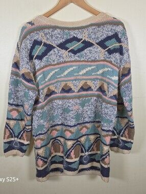 THAT'S ME! Vintage 80'S Style Geometric Shape Sweater 3/4 Sleeve